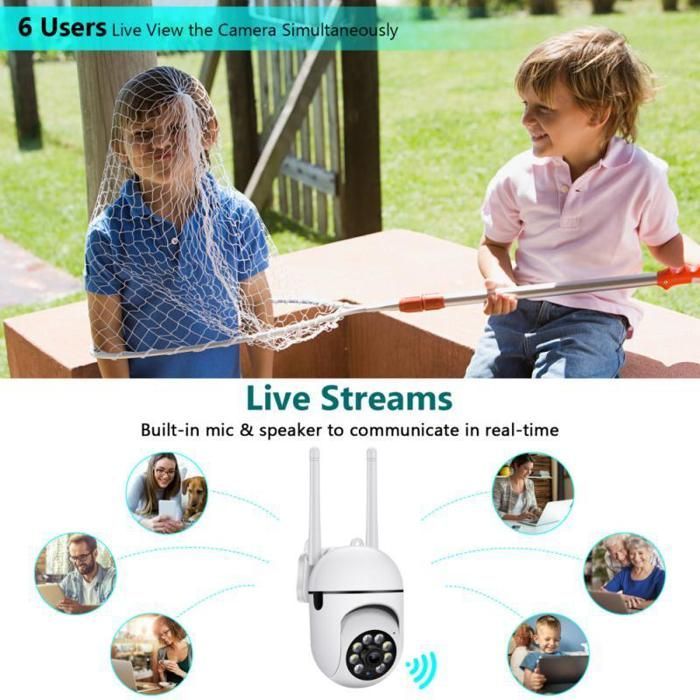 Telecamera di sorveglianza esterna - PTZ a 360° - WiFi 2.4 + 5G - Visione notturna HD - Zoom 4x, visione notturna per la casa