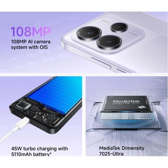 Xiaomi Redmi Note 14 5G Smartphone de 8G RAM 256G ROM - Noir - EU Version - vendu par Excellent Mi - Chargeur non inclus