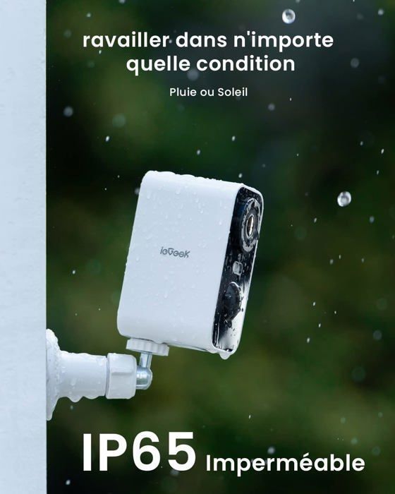 Cámara de seguridad inalámbrica WiFi para exteriores ieGeek 2K con batería, visión nocturna a color, sensores de IA y PIR, detección de movimiento y detección de audio, clasificación IP65.
