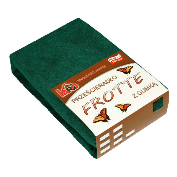 Prześcieradło frotte z gumką 160x200 zielone butelkowe KARO
