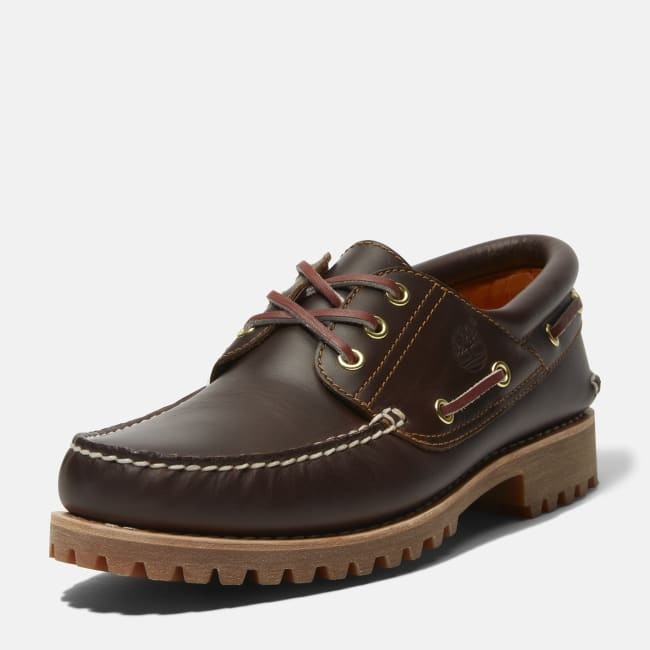 Scarpa da Barca 3-Eye Lug Handsewn da Uomo in                marrone