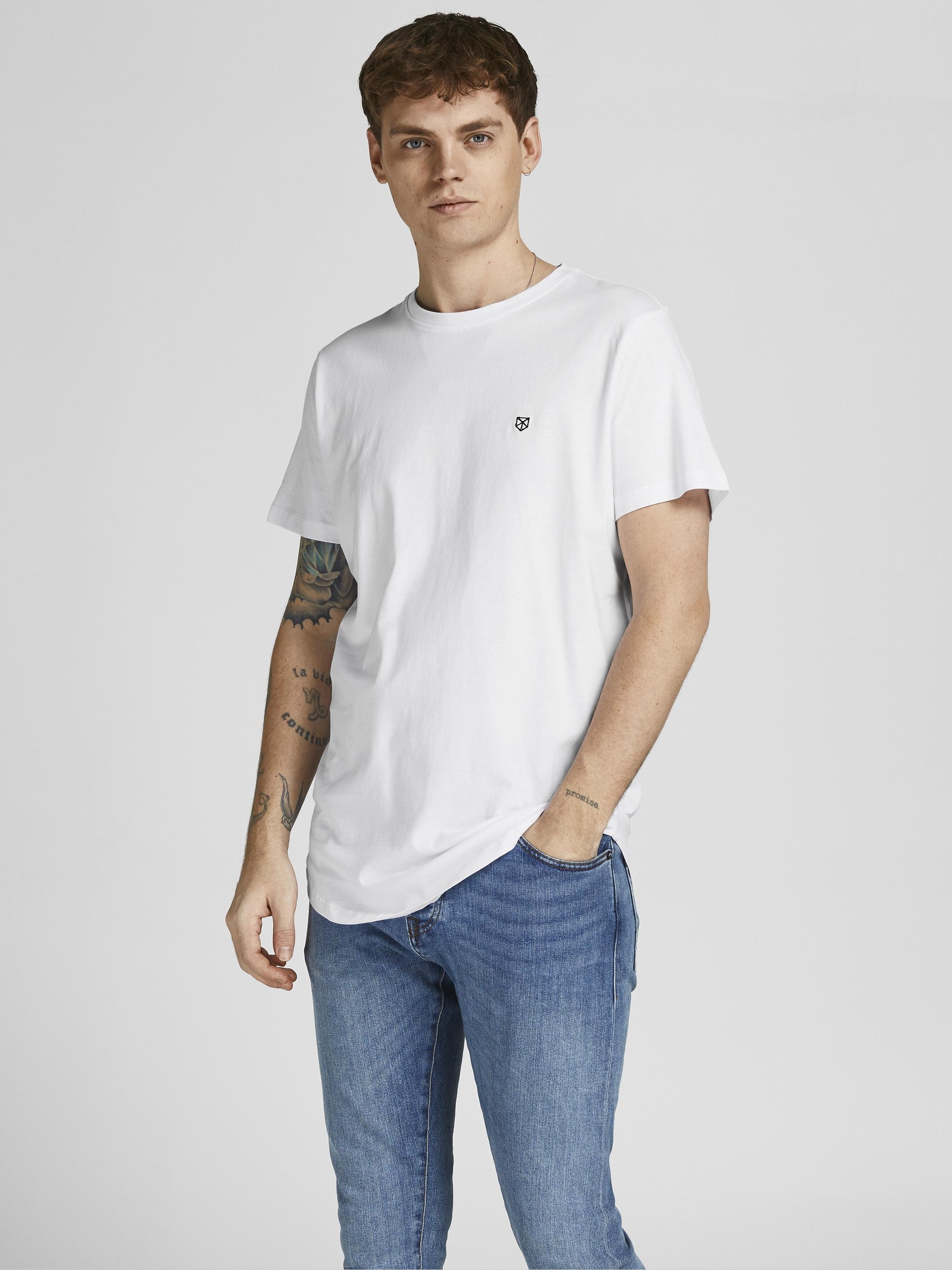 Jack & Jones PREMIUM JPRBRODY TEE CREW PACK 5 - T-shirt basic - blu navy blazer/bianco/verde oliva notte/nero/portoroyale