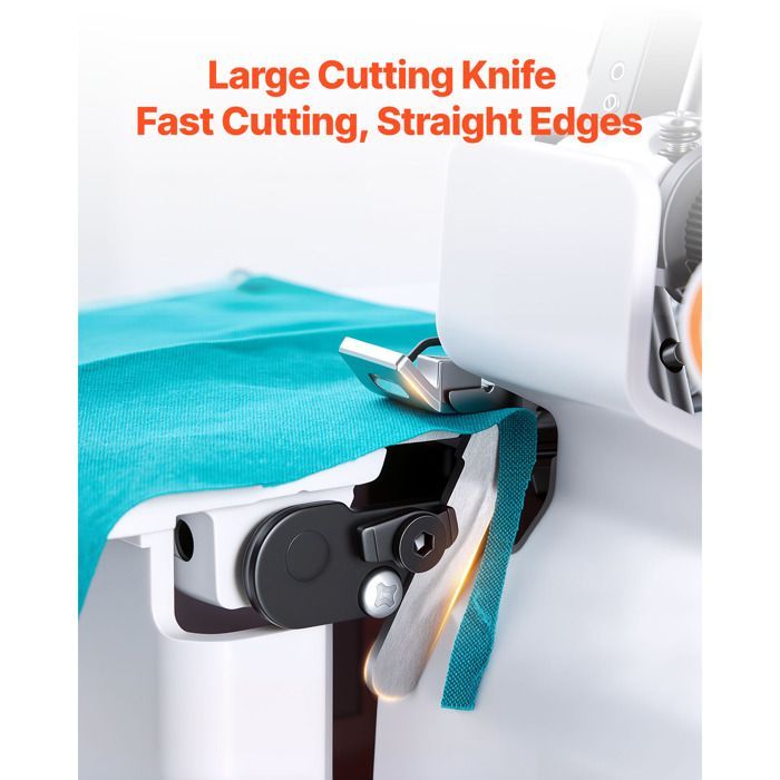 Duoku Overlock-maskin 1250 sting/min - 3- og 4-tråds symaskin - egnet for forskjellige stoffer, med LED-belysning - hvit