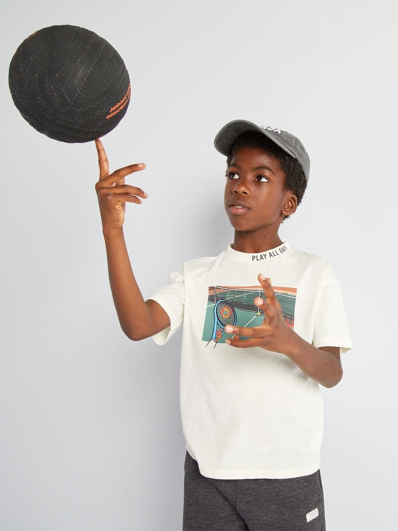 Camiseta de tênis de manga curta - BEGE