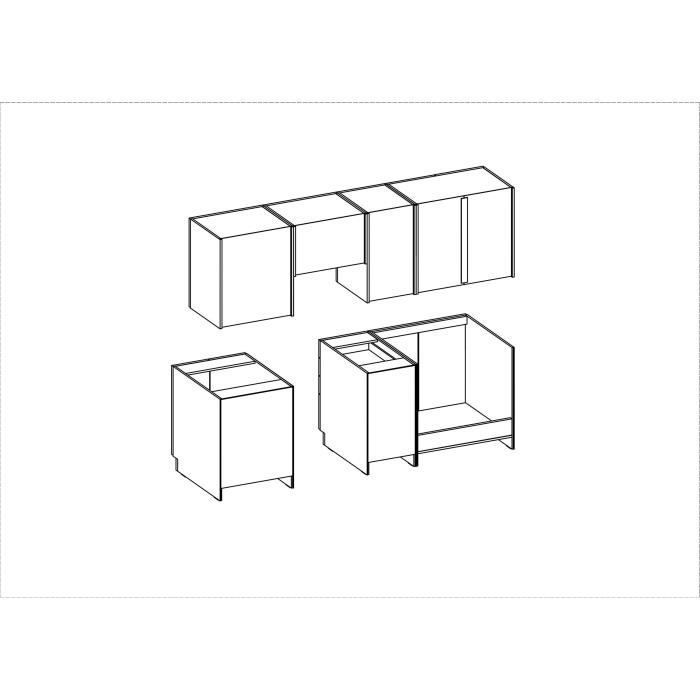 Cocina modular completa SARA - 7 elementos - Acabado roble Sonoma - Ancho 240 cm - Encimera no incluida