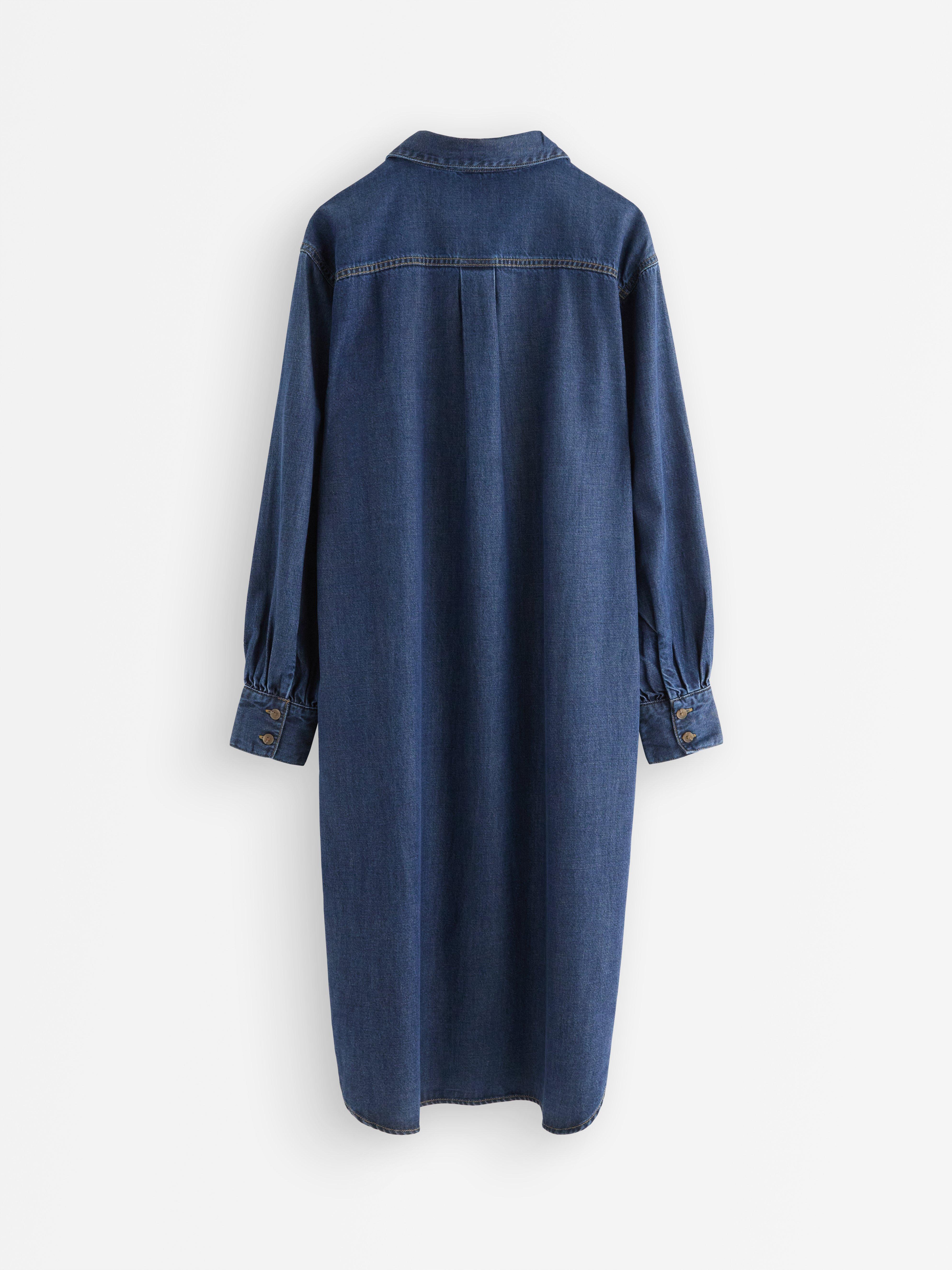 Midi-skjortekjole Mørk denim