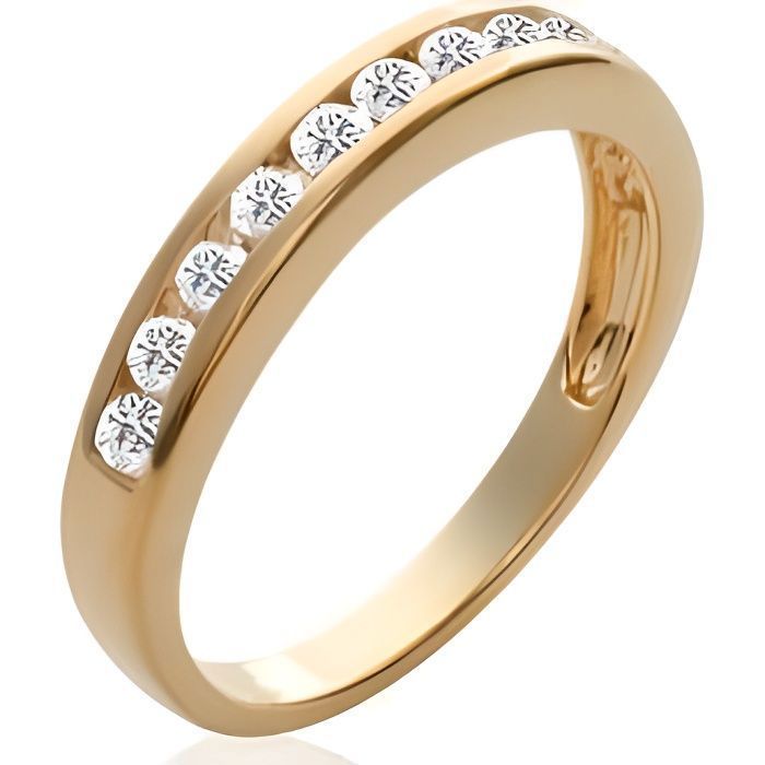Bague Alliance Cristaux ZIRCONIUM - BIJOUXIA - Plaqué or 18 Carats - Tenue placage garanti 10 ans