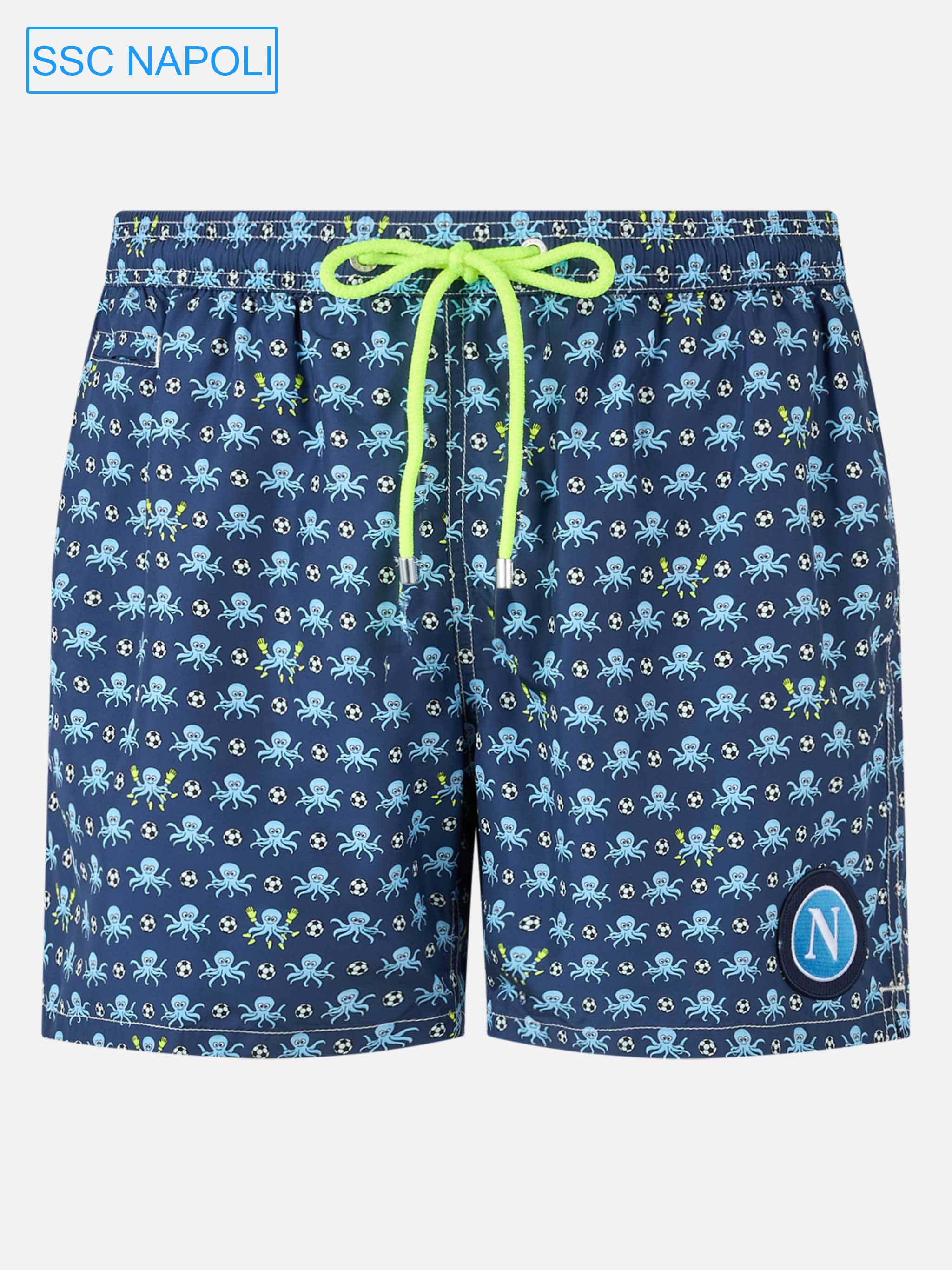 Herenzwempak van lichtgewicht stof met Squid- en Na-logoprint.