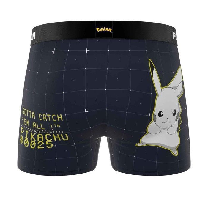 Freegun - Boxer da uomo in microfibra 'Pokemon Pikachu' - Taglia L - Bianco