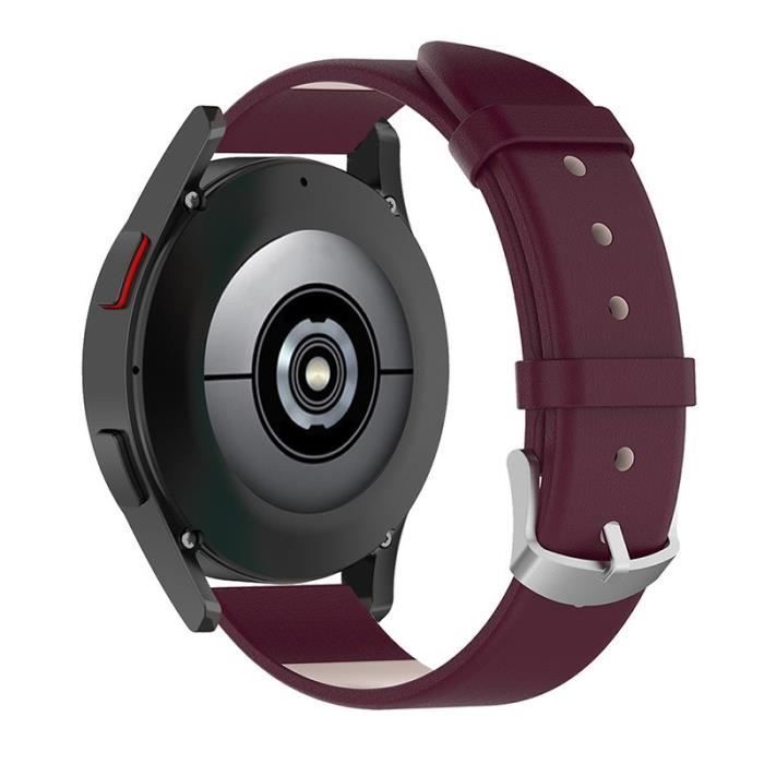 Echt lederen smartwatchbandje 20 mm voor Samsung Galaxy Watch 4 40 mm - Galaxy Watch 4 Classic 42 mm, wijnrood