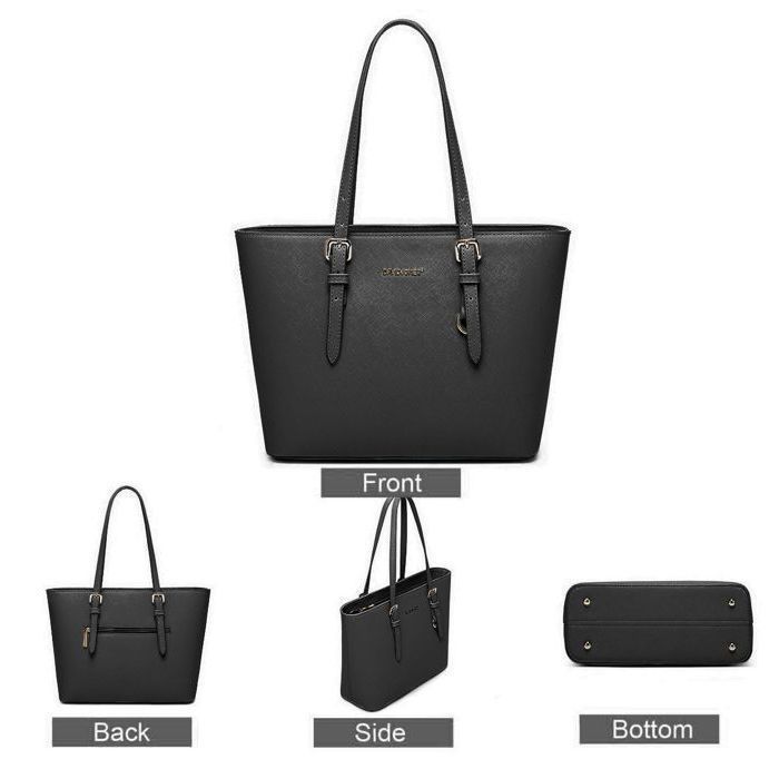 David Jones – Damen-Einkaufstasche – Schultertasche aus PU-Leder mit langem Henkel – Mittlere Größe – Silber