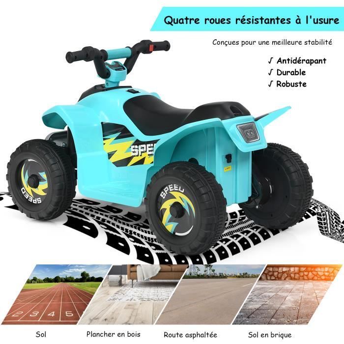 Quad eléctrico infantil DREAMADE - Botón de avance/retroceso - 4 ruedas antideslizantes - Azul