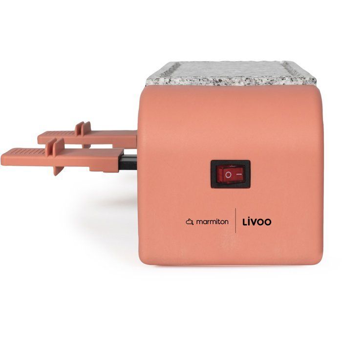 Juego de raclette para 2 personas - LIVOO x Marmiton - DOC306 - 450 W - 5 recetas mediante código QR - Bandeja de granito extraíble