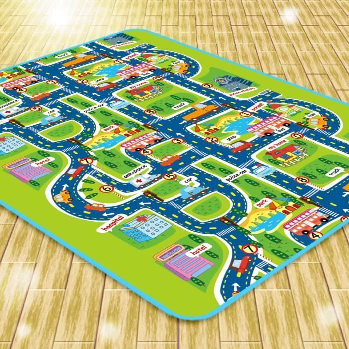 Tapis de Jeux Bébé Enfant - Zuorior - Circuit Voiture de Course - Pliable Imperméable Non Toxique - 160x130CM