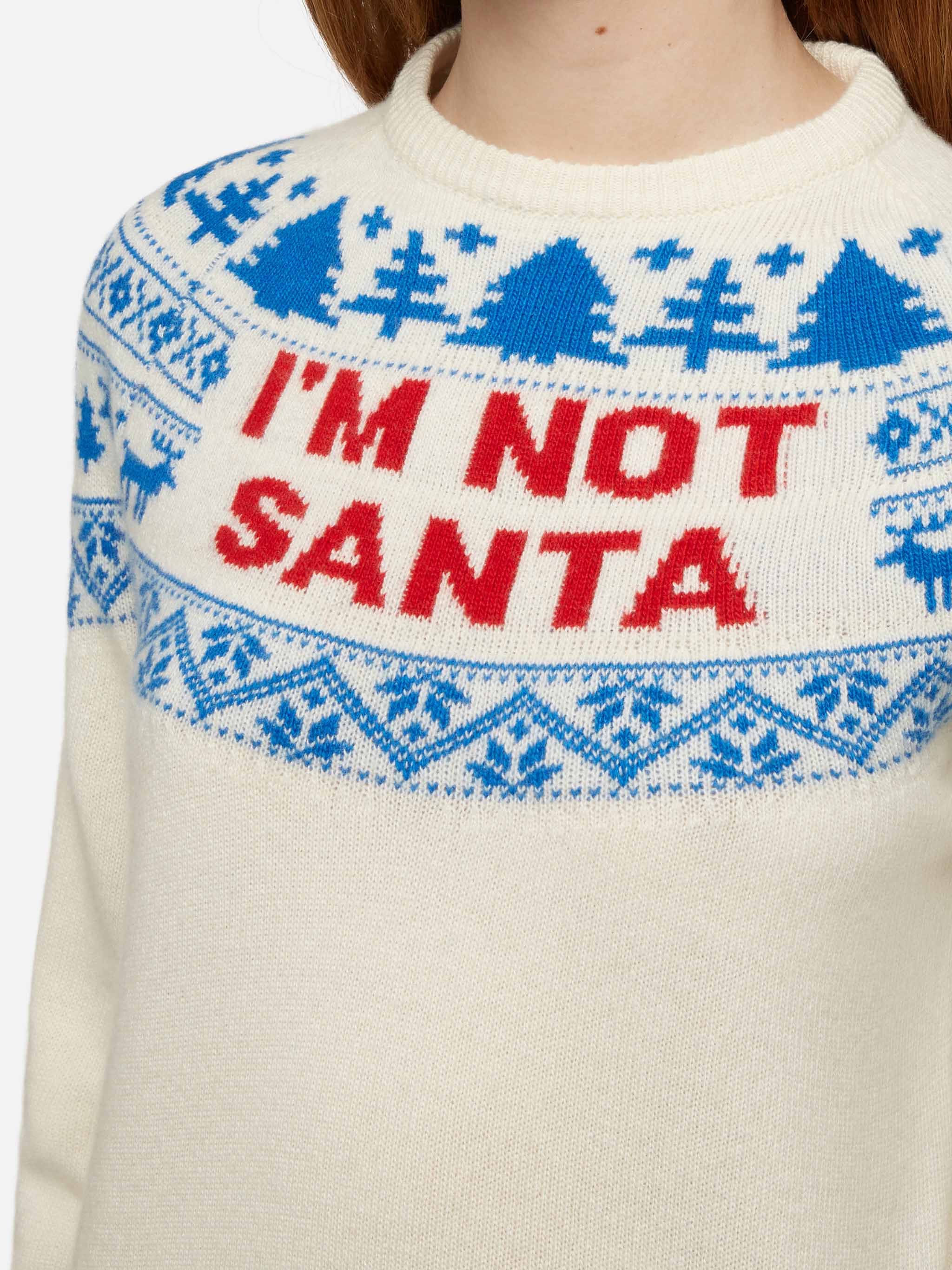 Maglione bianco New Queen con jacquard I'm not Santa