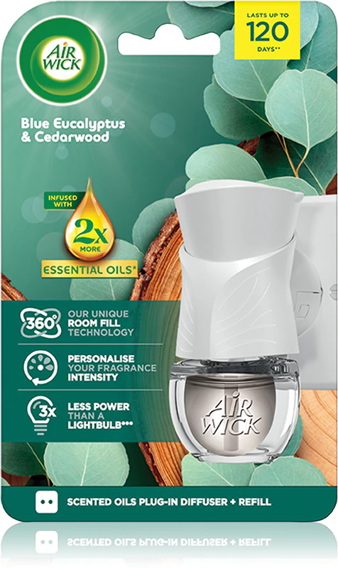 Aromatizador de ambiente elétrico Air Wick Blue Eucalyptus & Cedarwood com refil