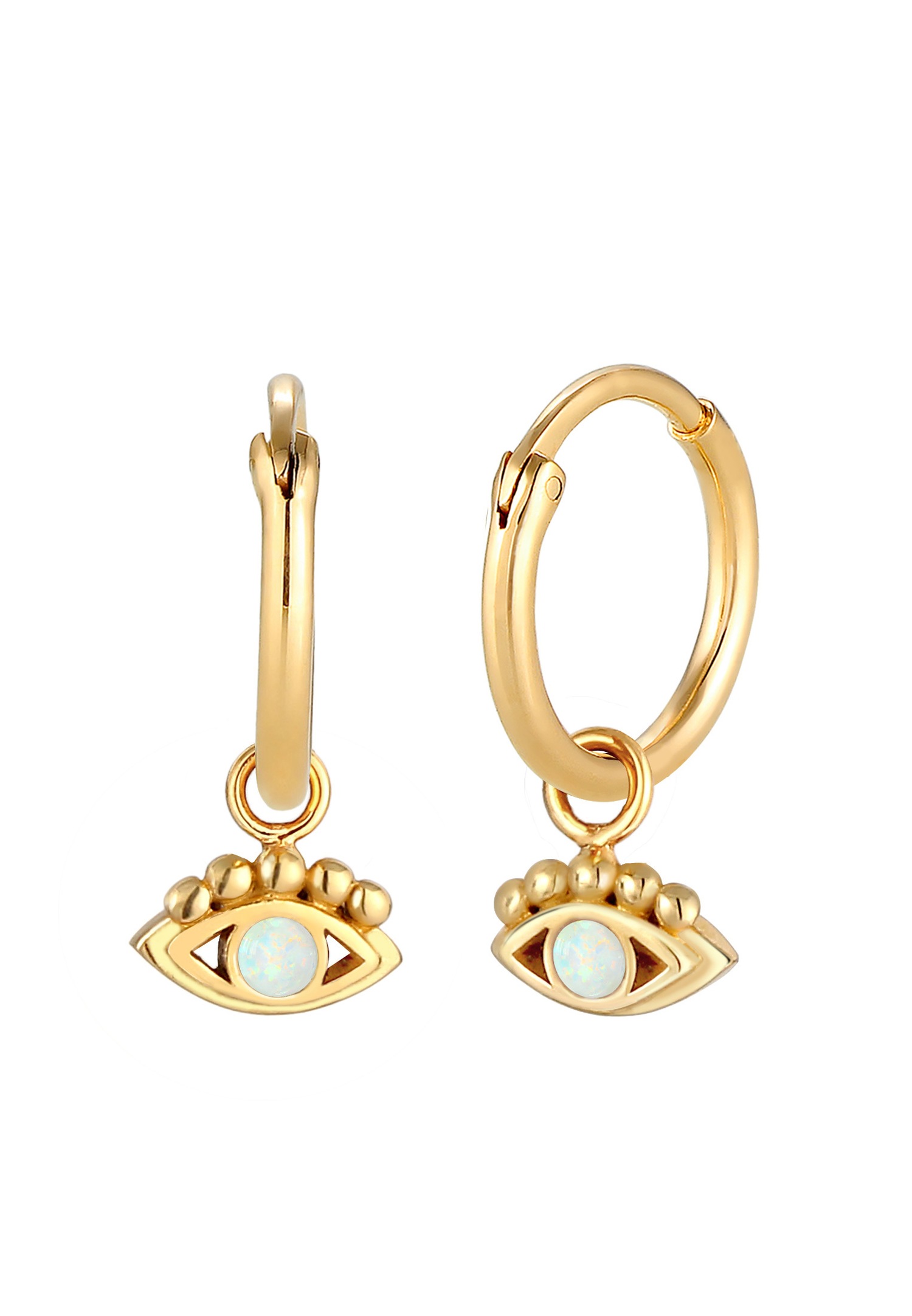 Elli Créoles pour Femmes Evil Eye avec opale synthétique en argent 925 plaqué or