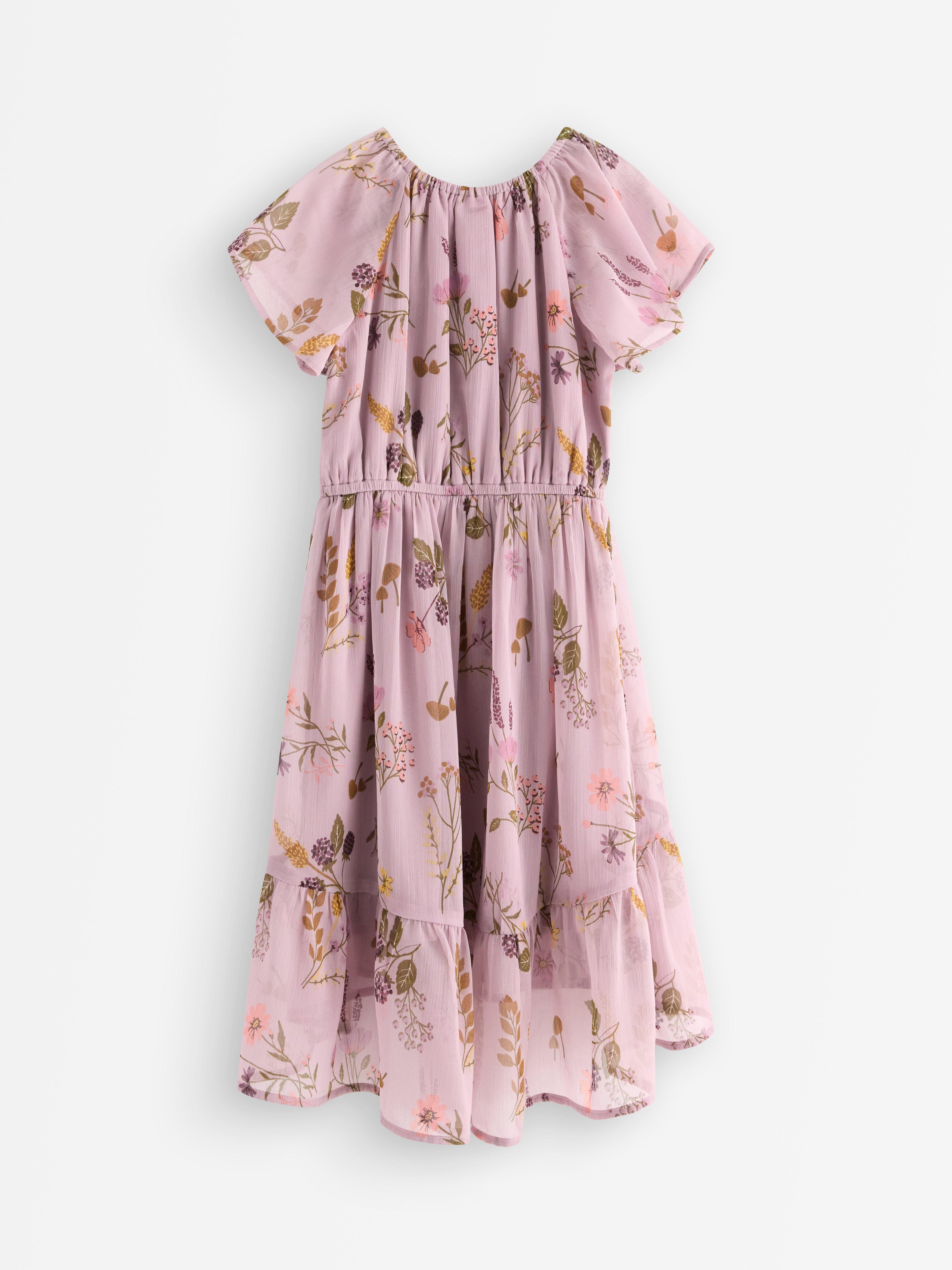 Robe en mousseline lilas clair poudré