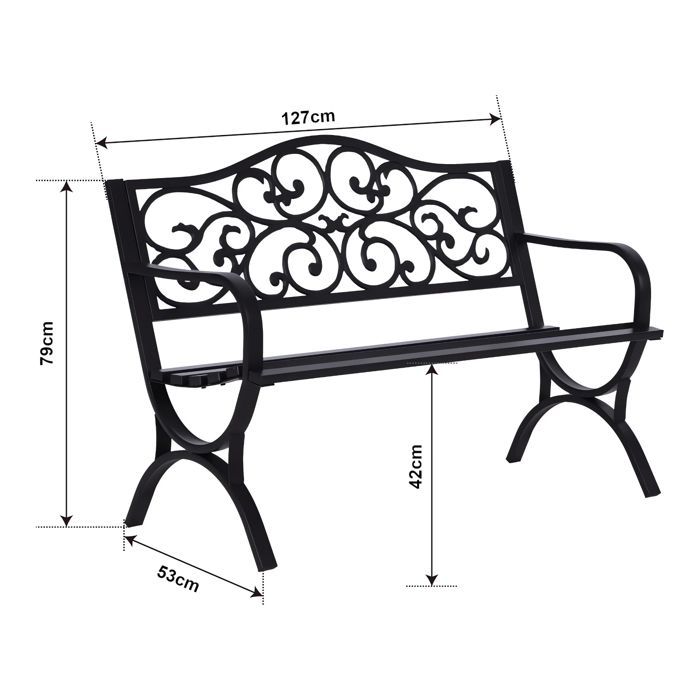 Utav Gartenbank 127 x 53 x 79 cm, weißer Stahl