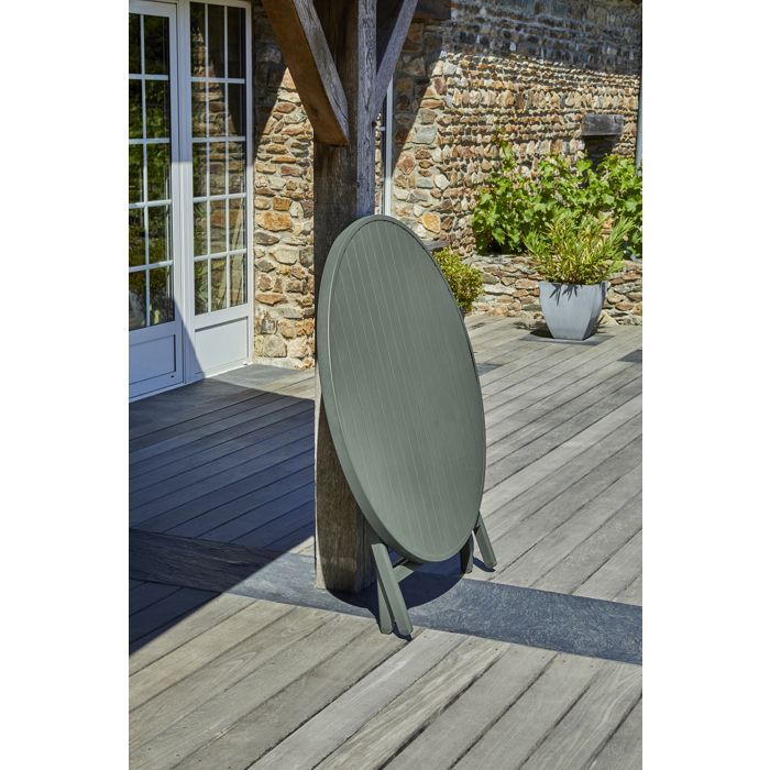 Ensemble repas de jardin 4 places en aluminium - Kaki