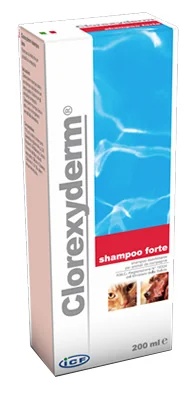 CLOREXYDERM Shampoing Clorexyderm Forte 200 ml désinfectant pour le nettoyage des chiens et des chats