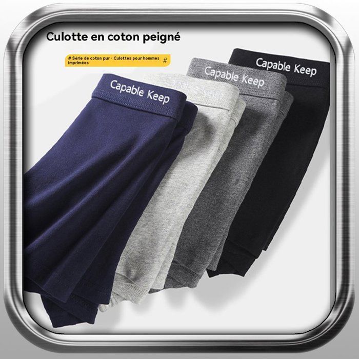 Lot de 5 Boxer Homme Coton, Caleçon uni Naturel et Hypoallergénique XD1094 Noir