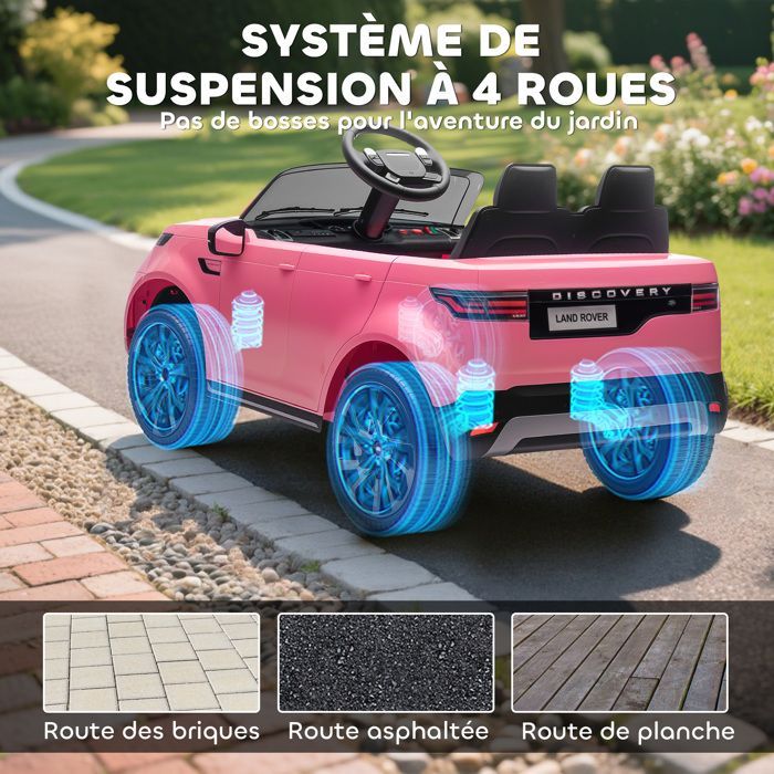 Coche eléctrico infantil - AIYAPLAY - Land Rover Discovery - Control remoto 2.4G, 2 motores de 12V - Plástico - 105x68.5x58cm - Rosa