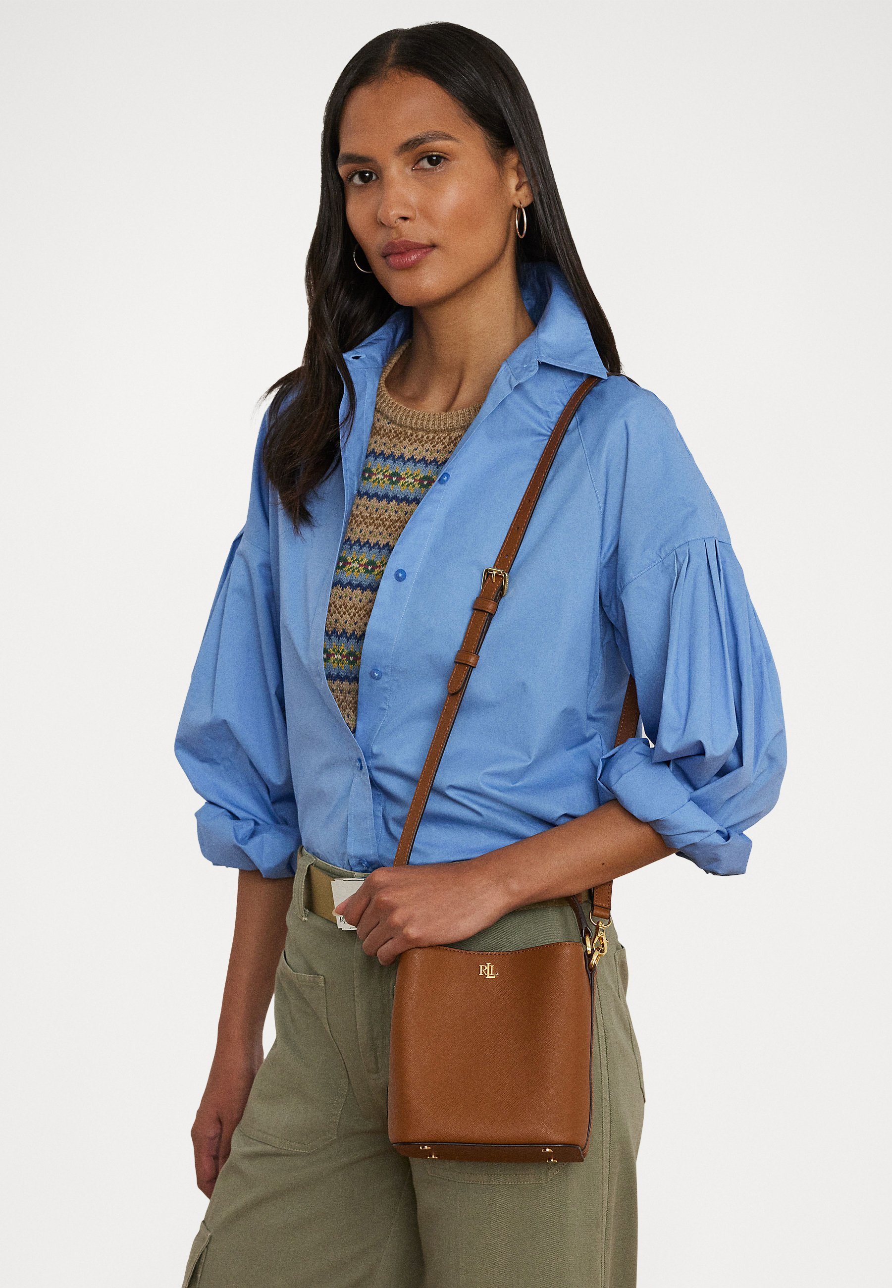 Lauren Ralph Lauren CROSSHATCH SMALL REESE BUCKET BAG - Handbag - lauren tan