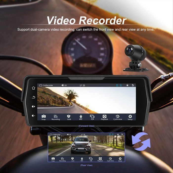 Monitor de navegación para motocicleta de 6,8 pulgadas, Carplay, Android Auto, pantalla táctil resistente al agua IP67, Bluetooth.
