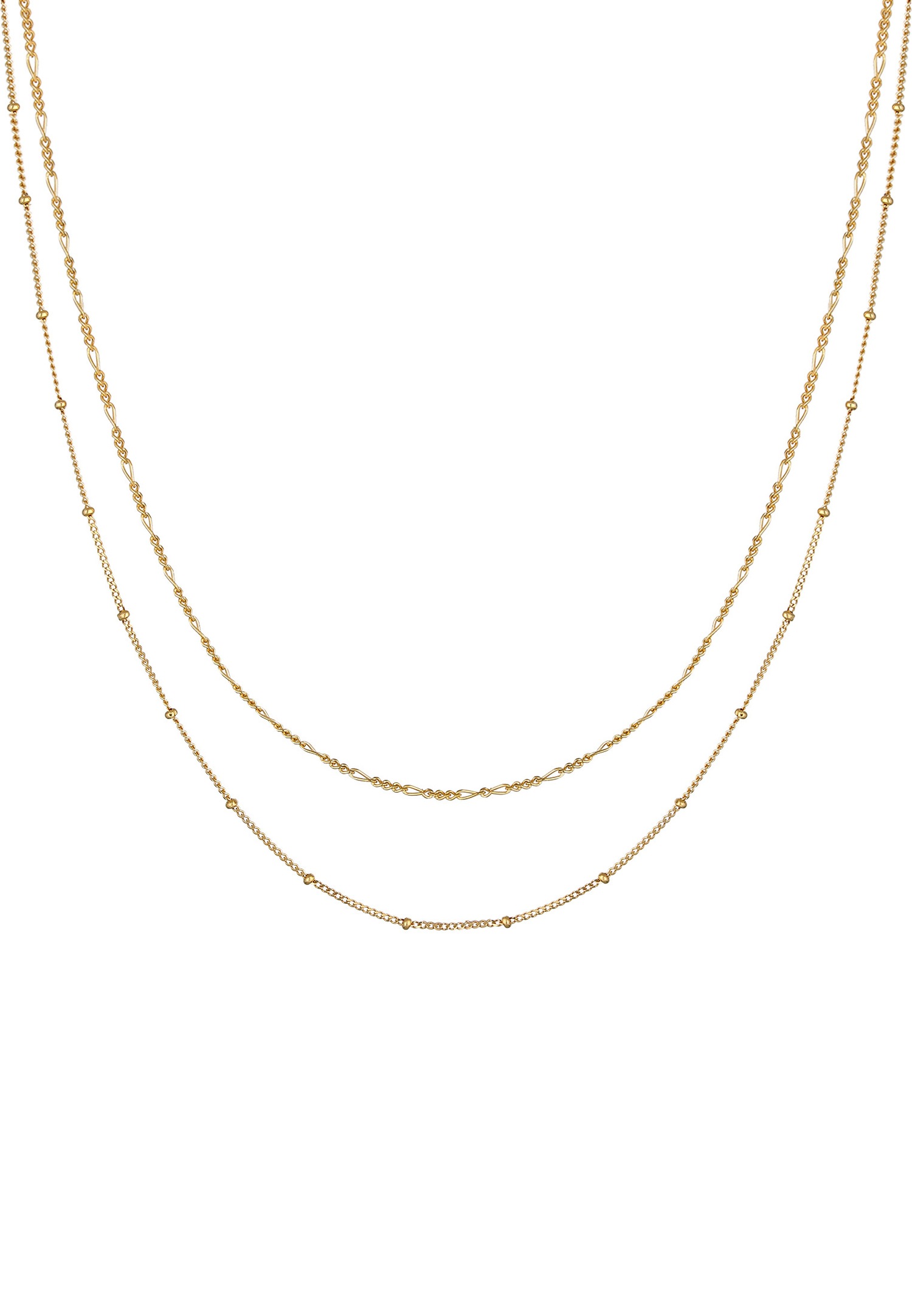 Elli Couche Chaîne de Figaro Chaiîne á Boules Basic Collier Femme - (925/1000) Argent