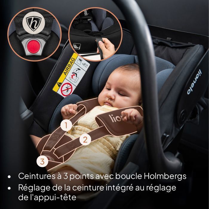 Silla de coche LIONELO Astrid i-Size (40-87 cm) con base ISOFIX - ADAC - Portabebés - Ligera - Rosa