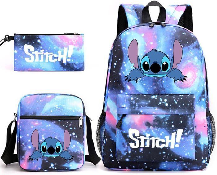 Lot de 3 Sacs pour Enfants - Trousse, Sac à dos et Sac à Bandoulière pour l’école - Pratiques et Tendance,Bleu ,Taille Unique