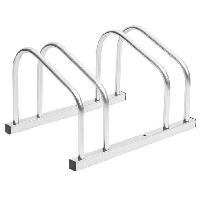 vidaXL Soporte para 2 bicicletas, soporte para bicicletas con almacenamiento, soporte de suelo para bicicletas para garaje, jardín, patio, 154417