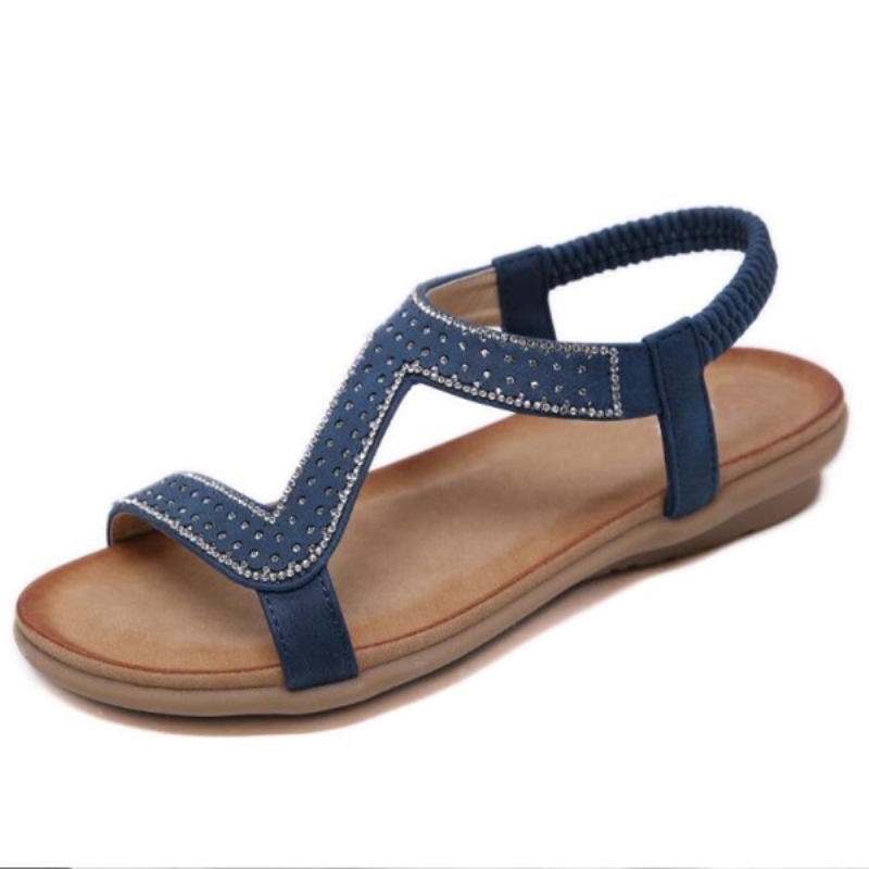 Sandali romani taglie forti da donna, scarpe casual estive da spiaggia, sandali gladiatore retrò da donna con elastico e tacco basso stile bohémien