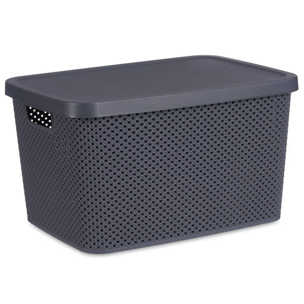 Kosz plastikowy z pokrywką, organizer, 19 l