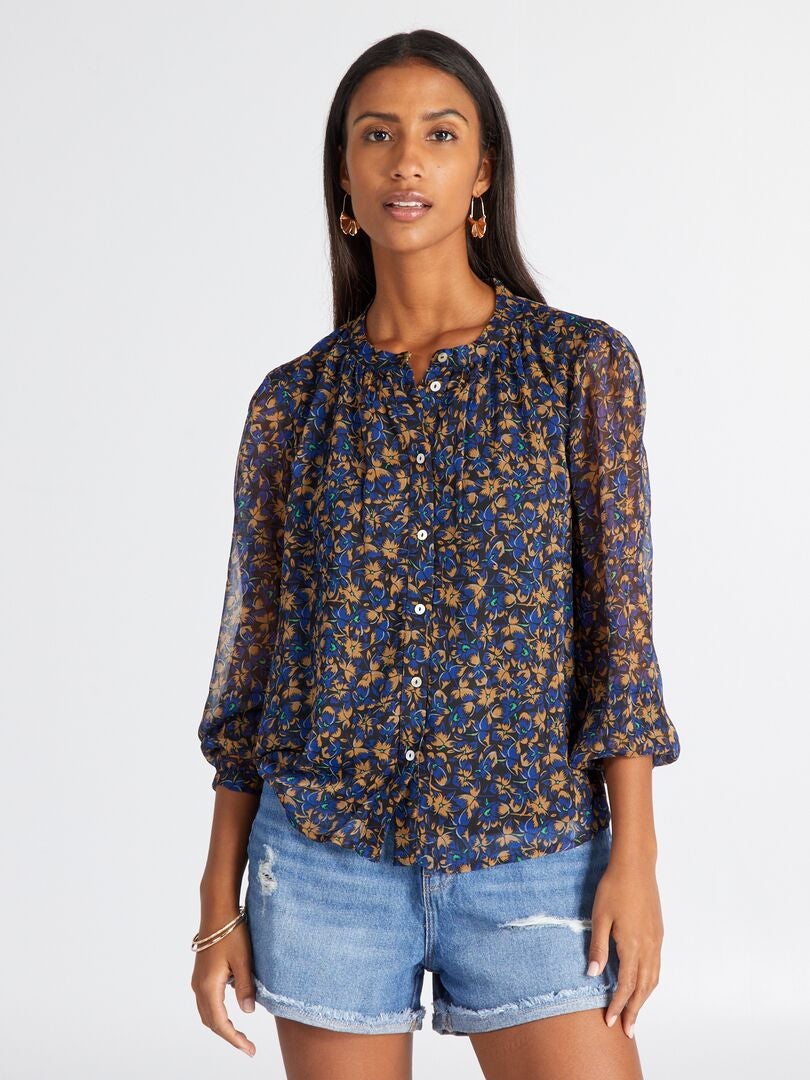 Blusa JDY con stampa floreale - Blu/floreale