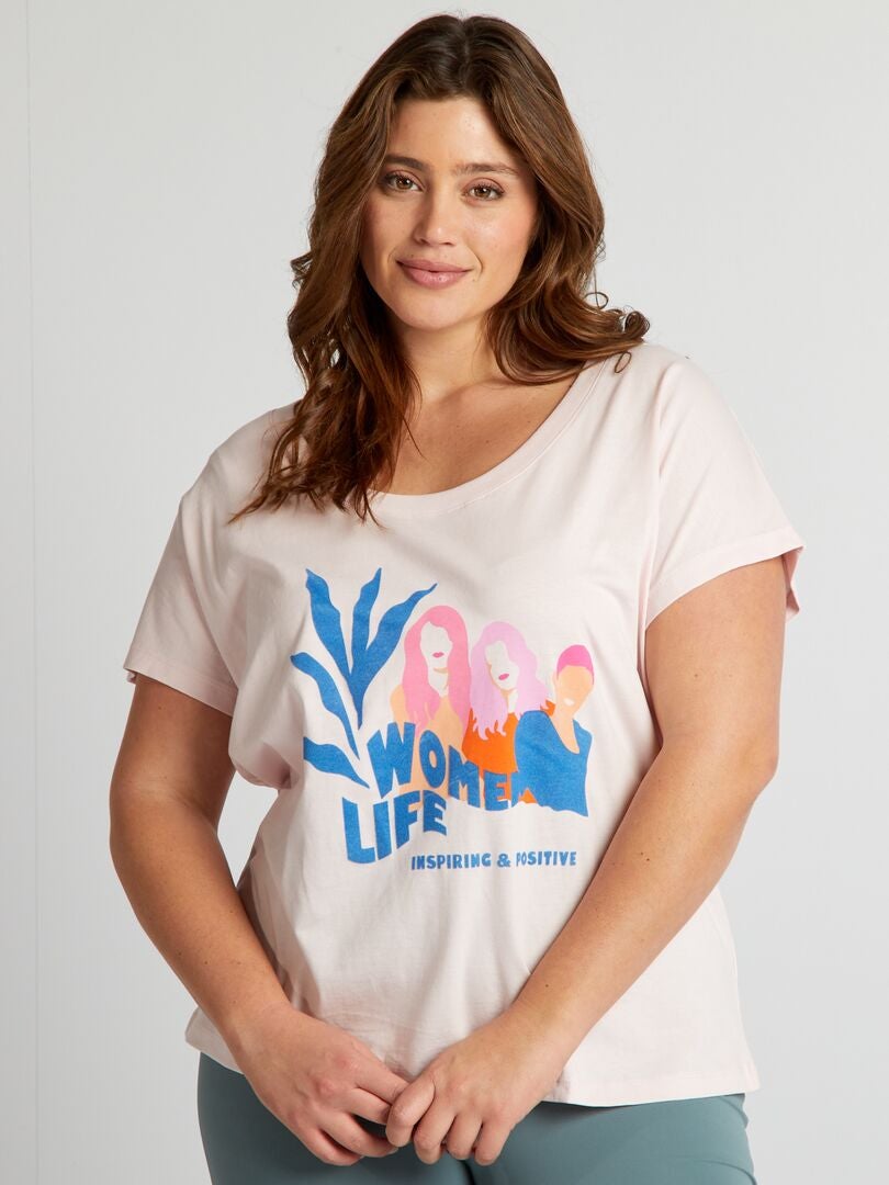 Camiseta de algodón estampada - ROSA