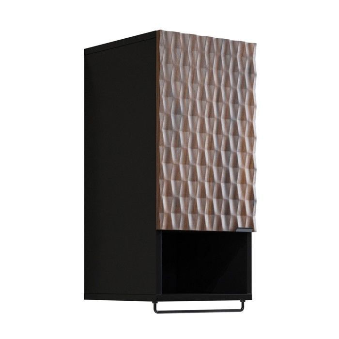 Conjunto de móveis para banheiro KING de 3 peças – Carvalho escuro e preto – 60 cm