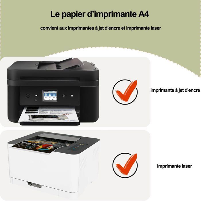 30 fogli di carta adesiva formato A4 per stampanti, colore bianco.