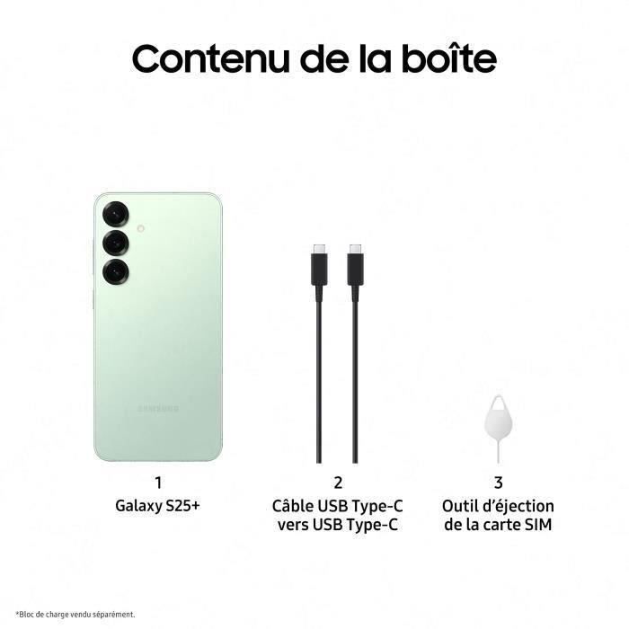 Smartphone SAMSUNG Galaxy S25 Plus AI da 256 GB, colore verde acqua.