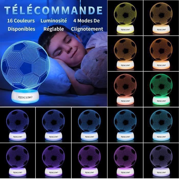 KENLUMO Lampe football Cadeau Noël enfant Mbappé Lampe de chevet LED télécommande Touchez pour changer de couleur decoration ado