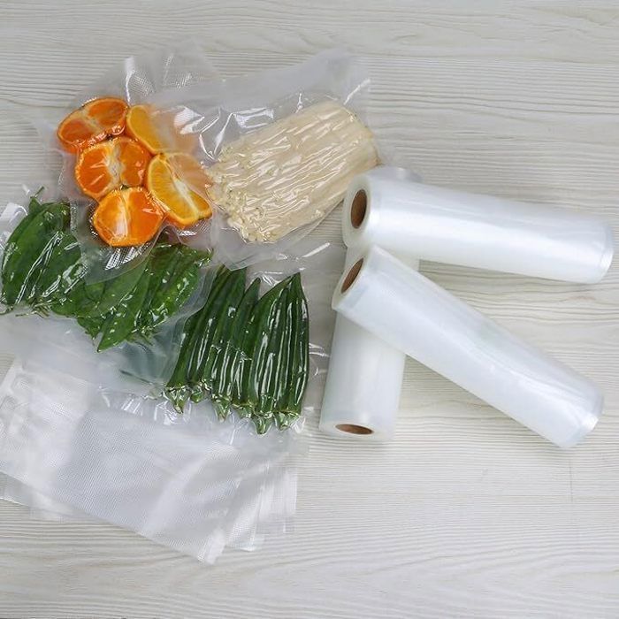 Bolsas para envasar al vacío alimentos - Rollo de film para envasar al vacío alimentos - Paquetes de 6 unidades de 28x500cm y 20x500cm - para conservar alimentos