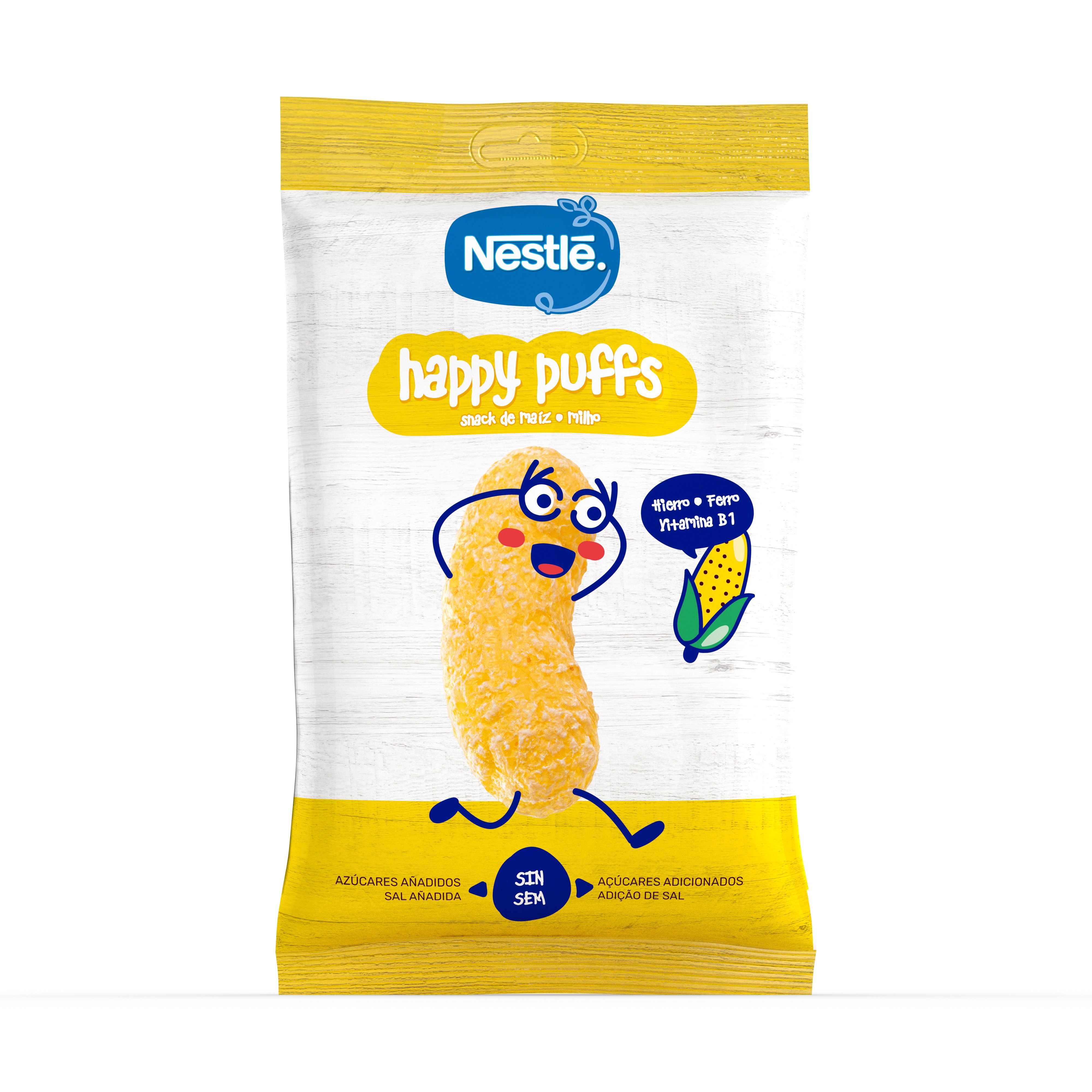 „Happy Puffs“ natūralus kukurūzų užkandis Tolesnis pienas ir maistas