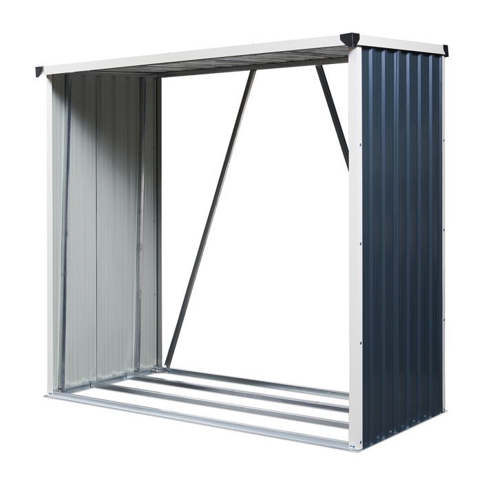 Leñera para almacenamiento exterior, acero galvanizado, 158 x 80 x 152 cm, gris antracita