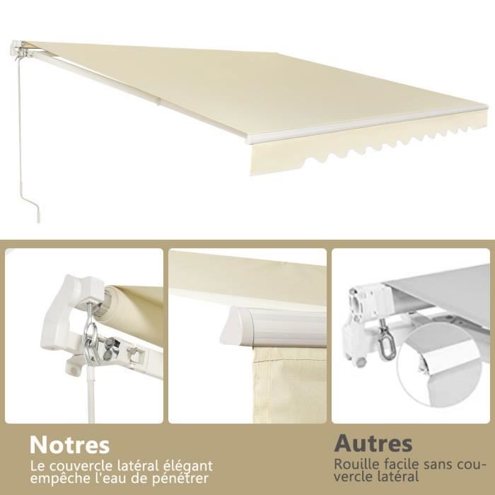 Toldo retráctil para balcón COSTWAY de 4 x 2,5 m con tejido resistente a los rayos UV y al agua, estructura de aluminio, ángulo ajustable de 5 a 35°.