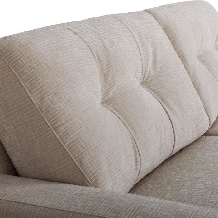 Express convertible sofa - 2/3 seater - SOA - Embossed fabric - Beige - 15 cm mattress - 195 x 100 x 91 cm - DUNLOPILLO