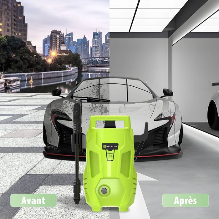 Hidrolimpiadora de alta presión de 1800 W, con boquilla ajustable de 0 a 180°, manguera de alta presión de 7 m, ideal para el hogar, el jardín y el coche.