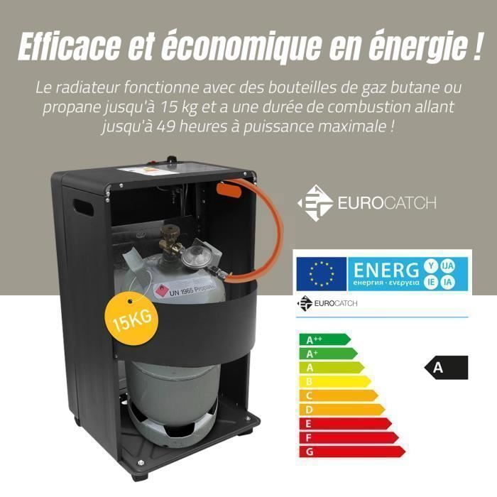 Aquecedor a gás portátil Eurocatch com mangueira e regulador de pressão inclusos - 4200 W