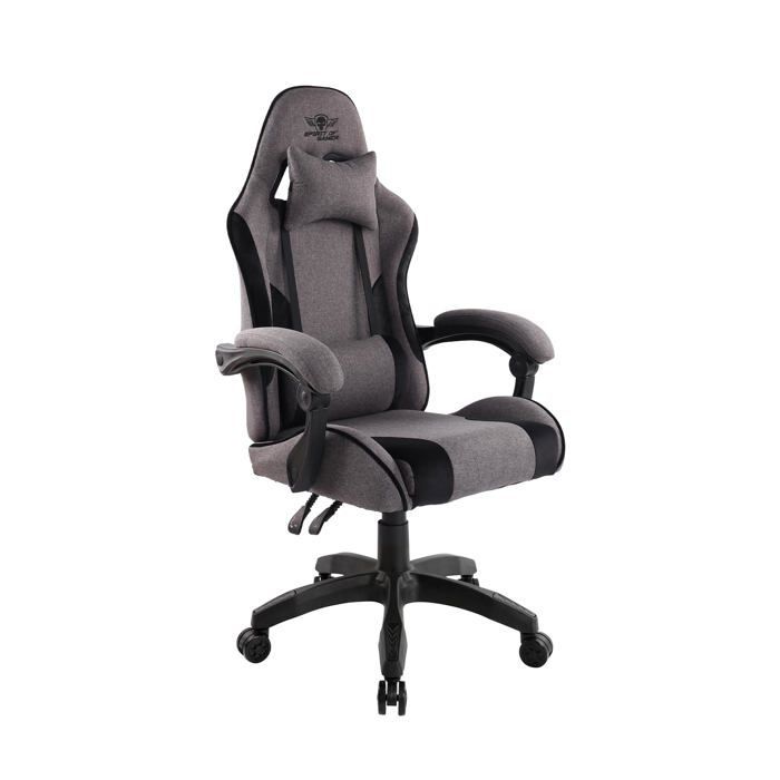 Chaise Gaming - Spirit Of Gamer - Arena - Tissu Microfibre - Noir et Gris - Réglable en Hauteur