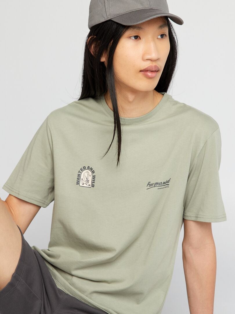 T-shirt met ronde hals van jersey - GROEN